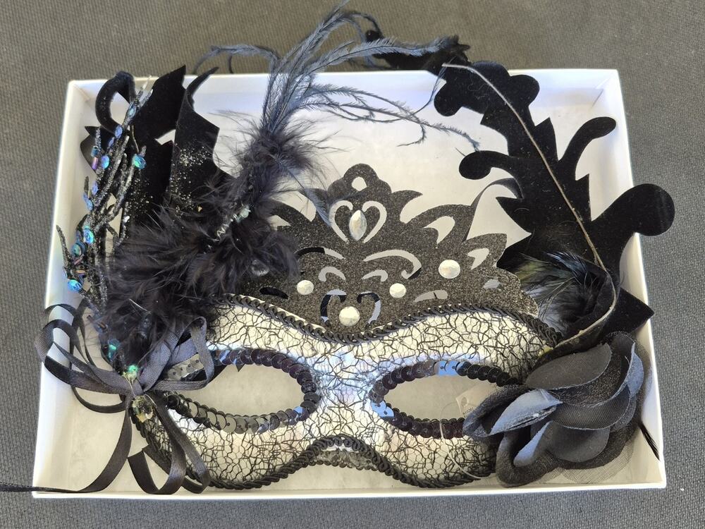 Venetian-style Masquerade Feathered Mask